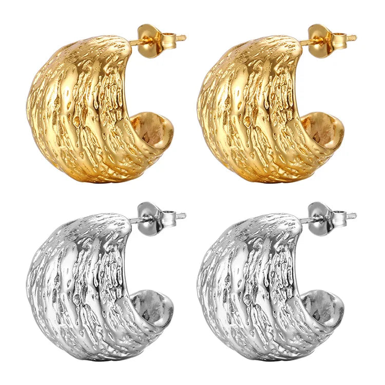 Women Party Accessories Hollow Ball Stainless Steel Brushed Vintage Stud Earring