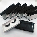 Y Private Label  Faux Eyelash Box Cardboard Transparent Cover Pulling Style Boutique Box Matte Black Plain Black
