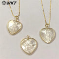WT-JN162 Virgin Mary Fashion Heart Shape Real Gold Seashell Necklace Christian Religious Necklace Marine Life Jewelry