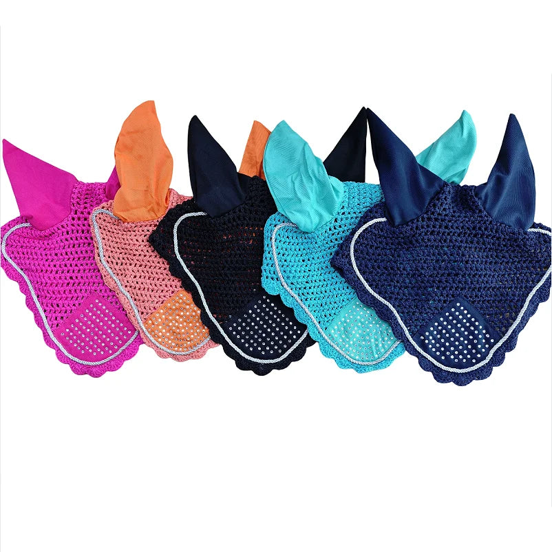 Horshi in Stock Cute Hand Made Horse Earmuffs Earlap  with Diamond  Equestrian Ear Bonnethorse Mask