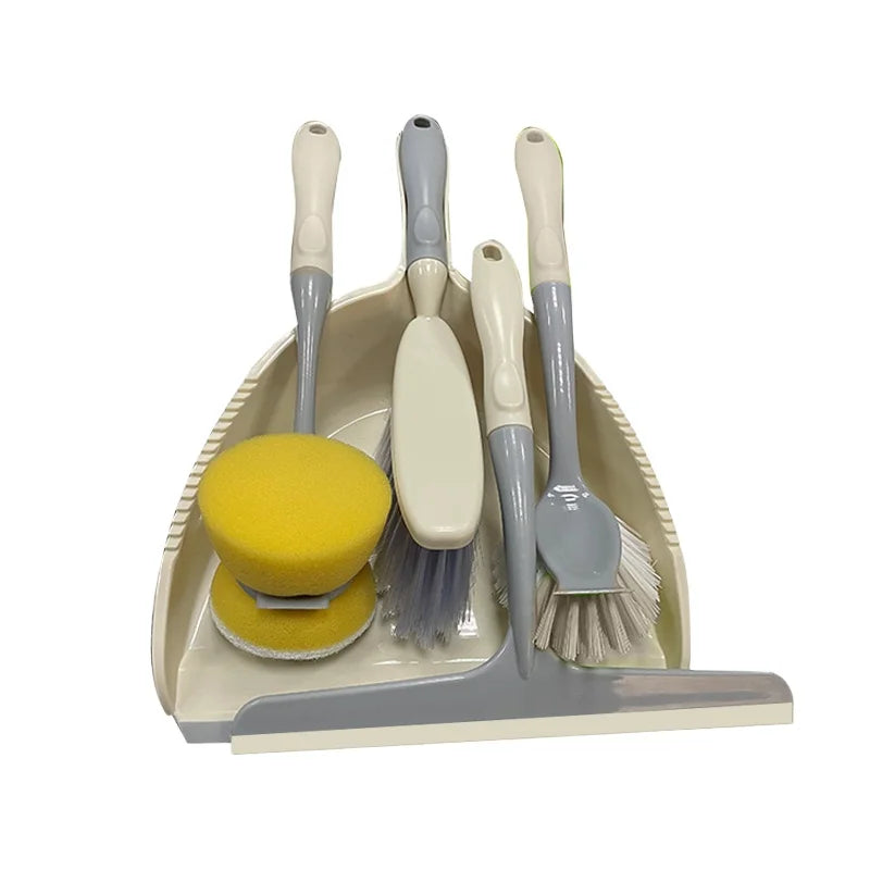 DOOSO Multifunctional Cleaning Tools Plastic Dustpan and Brush Set with Pot Brush Sponge Brush