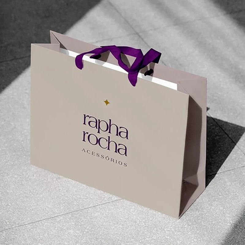 Custom Luxury Gift Jewelry Cardboard Shopping Grey Paper Bag With Logo