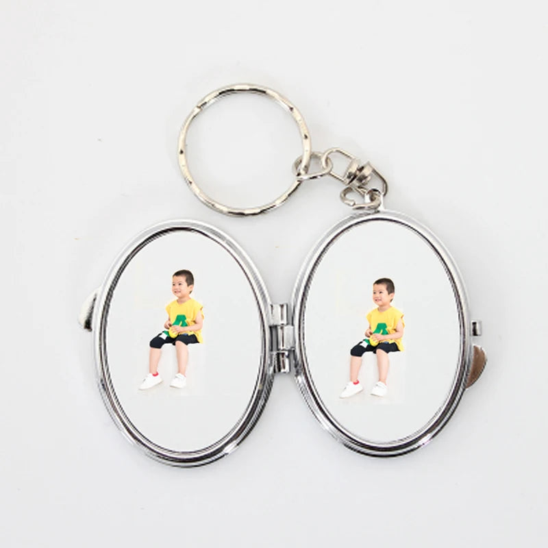 Sublimation Blank Pocket Makeup Cosmetic Mirror with Key Chain Metal Frame for Birthday/Christmas/Gift for Mom/School/Bag Use