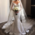 S0240G 2026 Custom Made Lace Mermaid Wedding Gown Bride Vestido De Noiva With Chapel Train Printed Technique Ball Gown Dresses