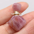Hongzhuo Essential Oil Diffuser Vial Gemstone Pendant Jewelry Healing Faceted Crystal Madagascar Rose Quartz Perfume Bottle Necklace