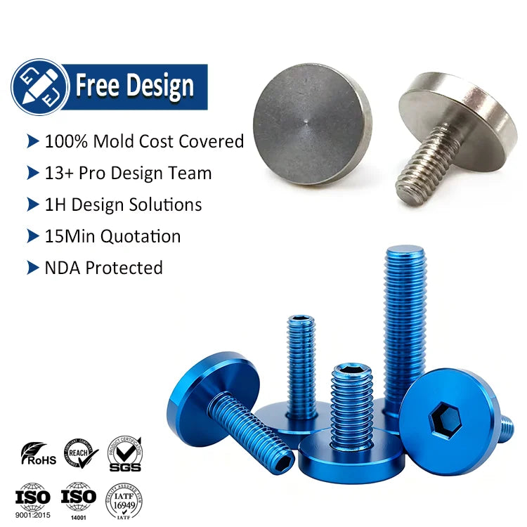 Oem Custom 304 Stainless Steel Screw Hand-twist Big Flat Head Mirror Surface Big Round Large Flat Head M2 M3 M4 M5 M6 M8 Screws