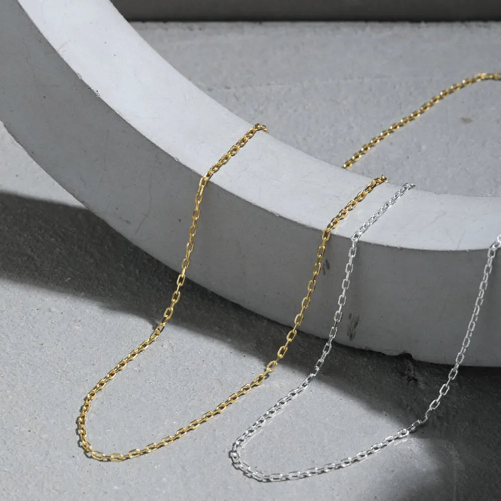 FUAMAY Silver 925 18k Gold Plated Basic Chains Paperclip Chains Necklace