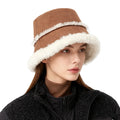 Fuzzy Bucket Hat Winter Plush Faux Fur Suede Reversible Double Side Wear Fluffy Sherpa Bucket Hat for Women