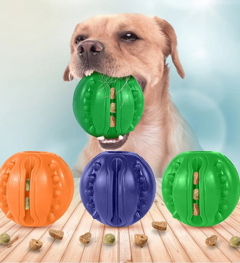New Dog Chew Ball Toys Treat Dispenser Indestructible  Dispensing Ball Treat Dispenser Durable Dog Teeth Cleaning Chewing Toys
