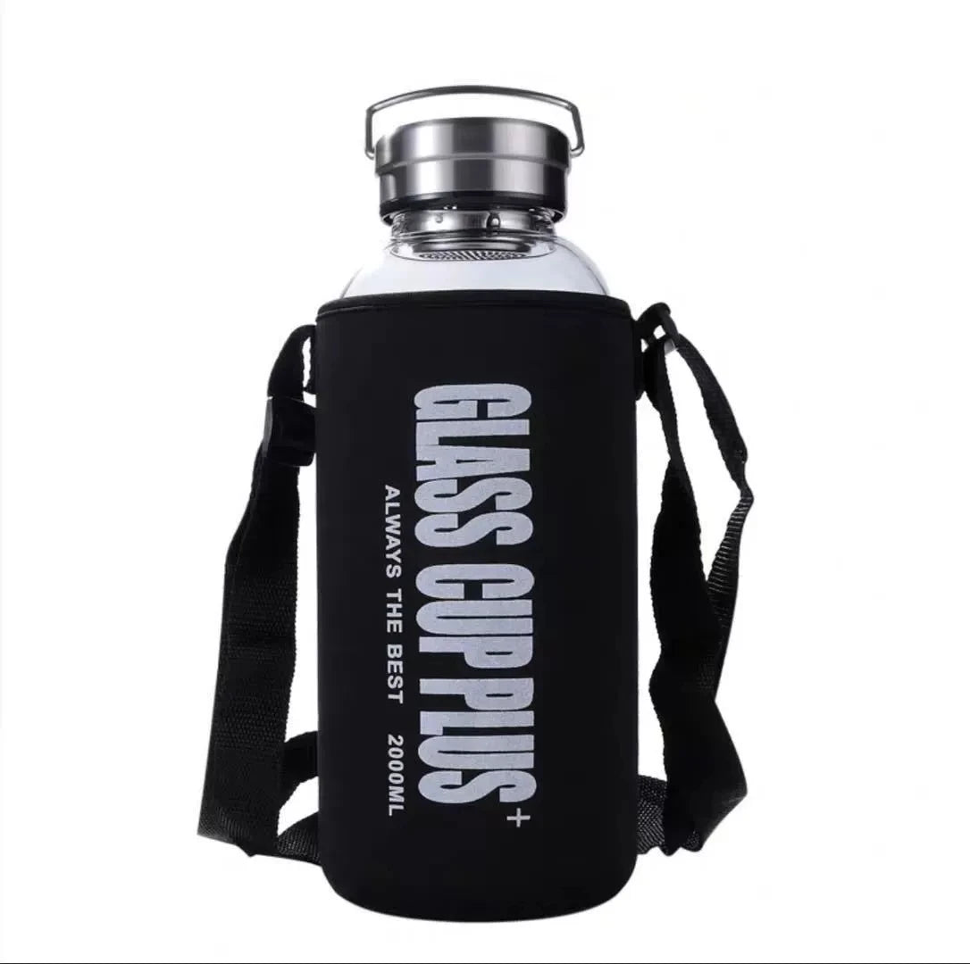 Factory Price Ultra-large Capacity High Borosilicate Glass Water Bottle with Sleeve