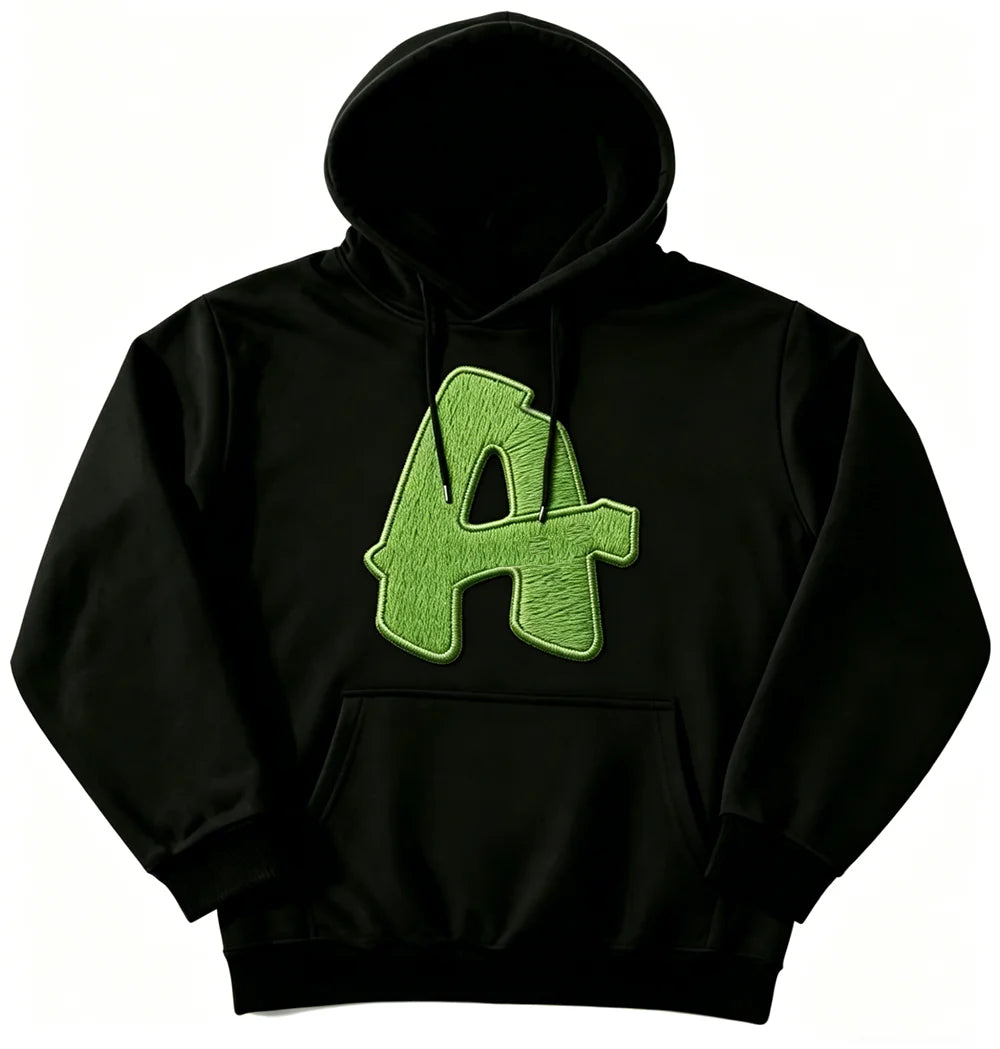 Men's American Street Racing-Themed Multi-Badge Heavyweight Hoodie 450Grams Black Screen Printing Customizable LOGO Loose Fit