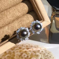 E395 8-10mm DIY Natural  Freshwater Pearl Charm Earrings Mounting Accessory 925 Sterling Silver Gold Plated  Jewelry for Women
