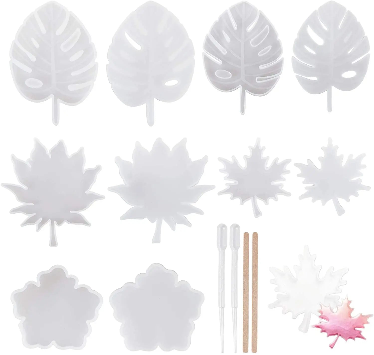 Molds Soap Casting Mold Maple Leaf Coaster Resin for Resin Large Leaf Flower Silicone 5pcs Cake Tools Epoxy Resins Molds Moulds
