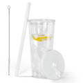 24oz RTS Aesthetic Flower Iced Coffee Cup Reusable Boba Cup Double Wall Insulated Plastic Cup Leak Proof Tumbler