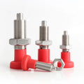 Red Knob Indexing Retractable Spring PLunger Plastic Steel Fastener with Non-Lockout Feature