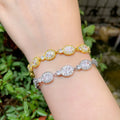 White Gold Plated Exquisite Design Oval Cubic Zirconia Hand Chain Bracelet Women Wedding Bridal Adjustable Bracelet Jewelry Gift