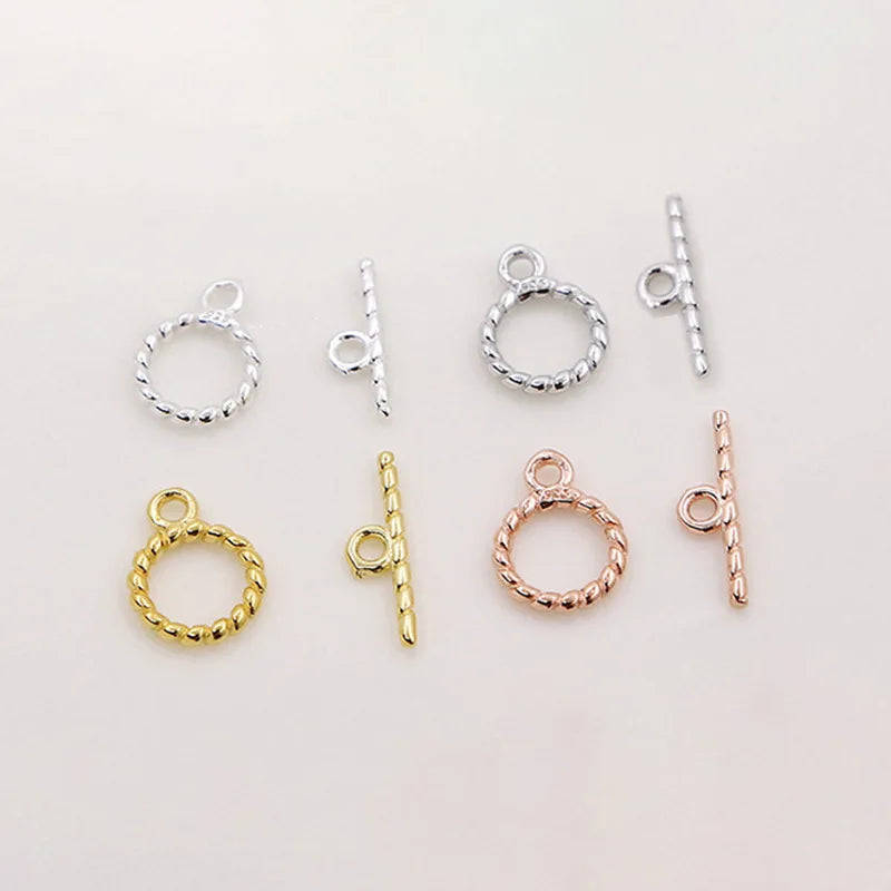 925 Sterling Silver Toggle Clasps Gold Plated Flower Shaped OT Clasp Rope Clasp for Bracelet Necklace Making