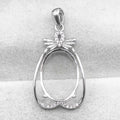 Sterling Silver 13*18mm Semi Mount Pendant Empty Frame Blank Support Setting S925 Base Holder Without Center Stone for DIY Inlay