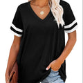 2024 New Women's Clothing Solid Color 210Gsm V-neck Short Sleeve Blank Tshirts for Women Cotton Wholesale