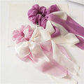 MIO New Ribbon Bow Hair Tie Large Intestine Elastic Hair Bands for Women Romantic Purple Elastic Hair Rubber Bands