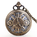 New Punk Steam Gear Hollow Quartz Watch Pocket Necklace Gift Chain Pocket Watch