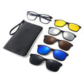 5 in 1Interchangeable Magnetic Mirrored Sunglasses Polarized with a Black Bag