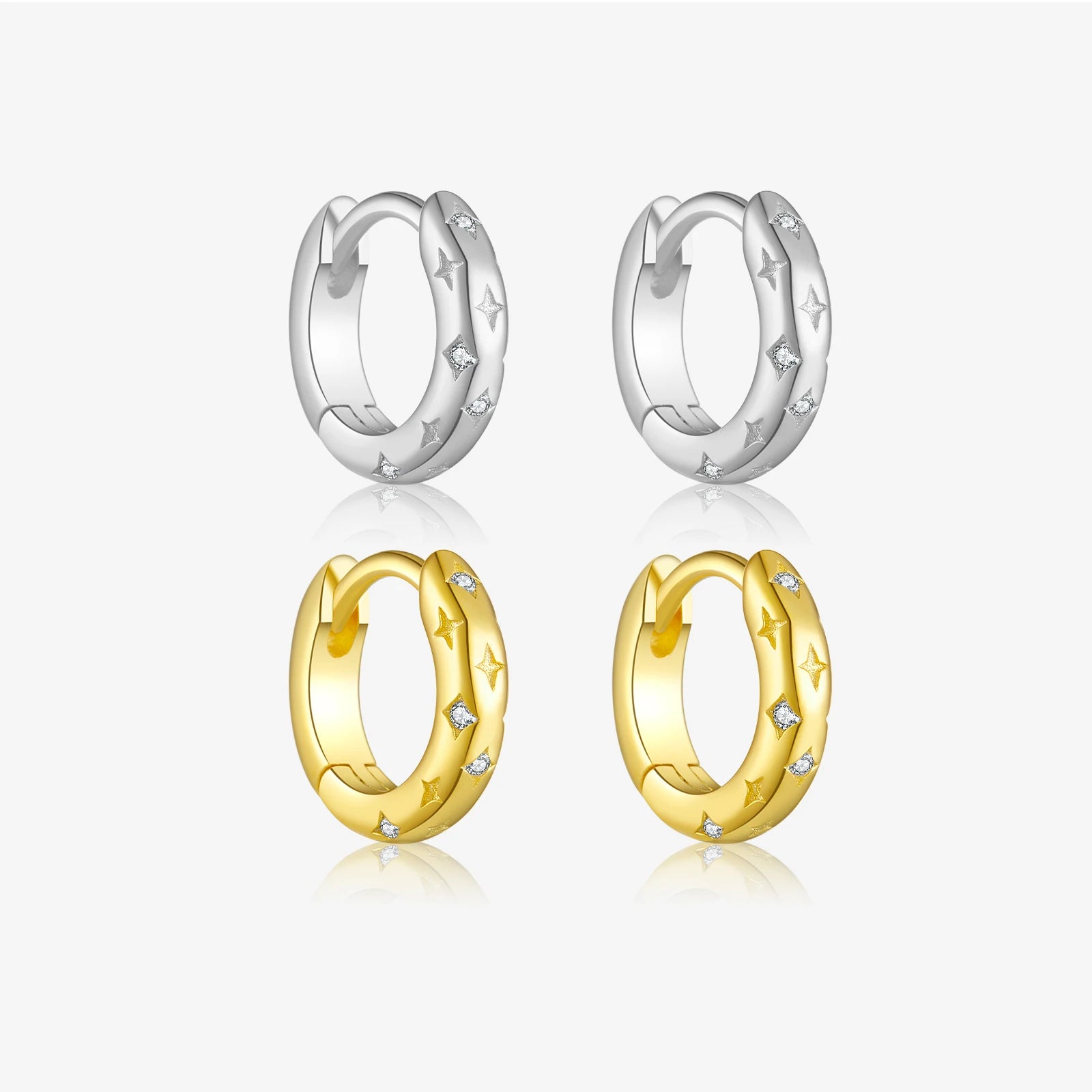 FUAMAY Fashion Jewelry Ladies 925 Silver Earrings Small Chunky Huggie Hoop Earrings With Star