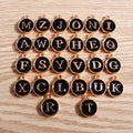 10 Pc/pack Alloy Oil Drop Black Letters Round Pendant DIY Alphabet Charms