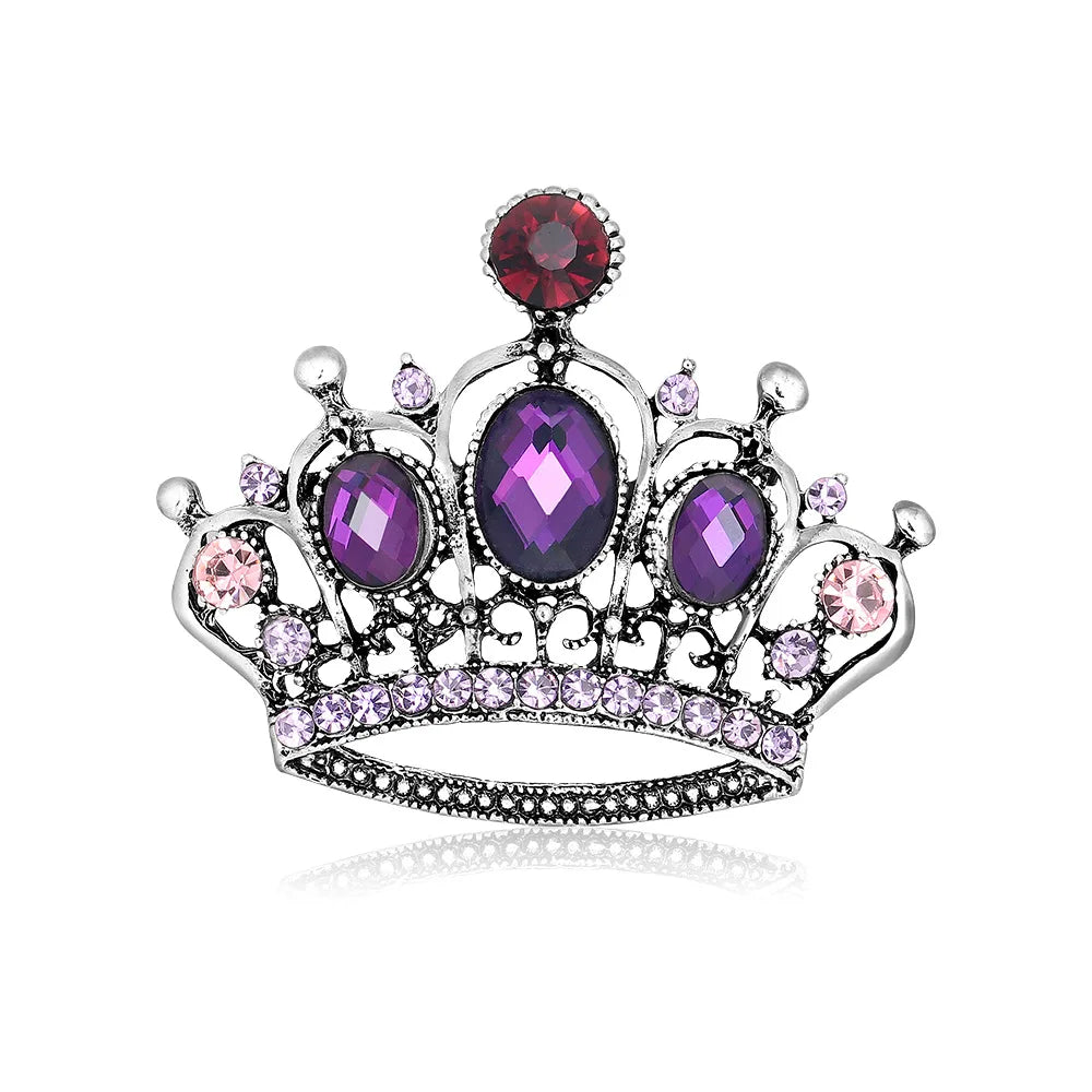 Diamante Crown Corsage Brooch Pin Wedding Party Pageant Tiara for Children Engagement Gift for Valentine's Day