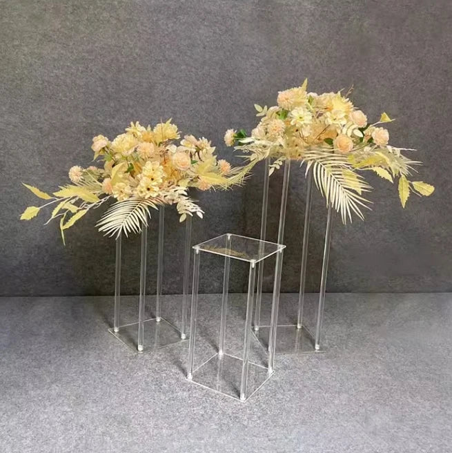Factory Custom Wedding Props Transparent Acrylic Flower Stand Wedding Table Flower Rack
