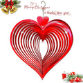 Stainless Steel 3D Rotating Metal Dynamic Hanging Wind Spinner for Yard Garden Art Decor Red Heart Wind Catcher Chime