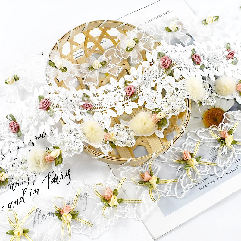 Meetee RC517 6cm Handmade Garment Decorative Accessories Petal Butterfly Lace Trim Home Textile Curtain Embroidered Lace