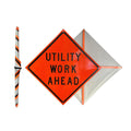 DINGFEI 36/48 Inch Reflective UTILITY WORK AHEAD Roll-up Traffic Control Sign