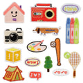 Mini Size  Iron on  Korean Style  Wappen  Tent  Radio Camera Palette Dog House Tree  Patch for Clothing Shoes Hat Decoration
