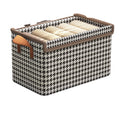 Customized Modern Rectangle Cube Folding Fabric Storage Box Houndstooth Pattern Printed Cardboard Transparent Lid. for Toys