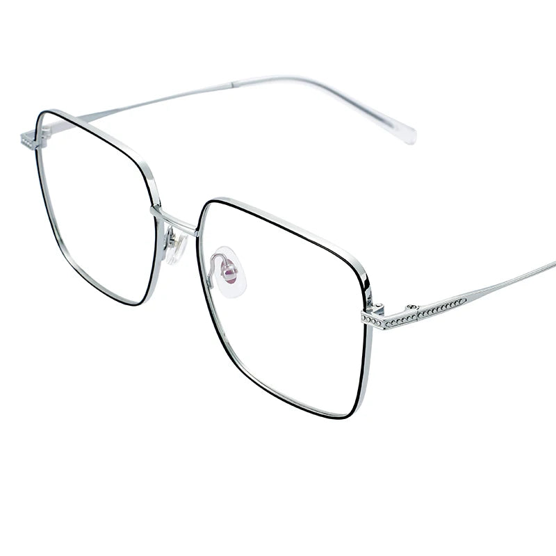 Hot Selling Oversized Square Titanium Optical Eyewear Retro Style Eyeglasses Frame Diamond Face Shape Match