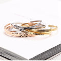 Custom Name Engraved Bar Classic Rose Gold Plated Stainless Steel Personalized Text Slogan Logo Opening Cuff Bracelet Adjustable