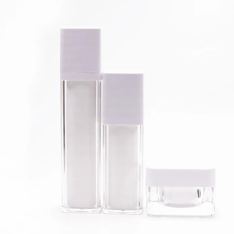 Custom Logo Luxury Double Wall Cosmetic Packaging 15ml 30ml Empty square Lotion Airless Pump Bottle