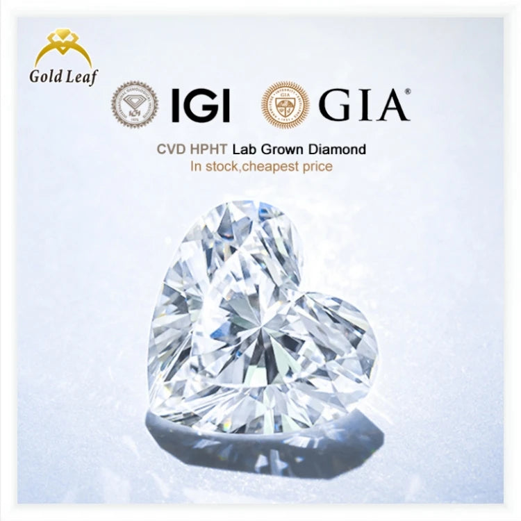Lab Created Diamond IGI  Certificate 1ct 2ct 5ct DEFG VVS VS Heart Cut Loose Diamond CVD HPHT Fancy Shape Lab Grown Diamond