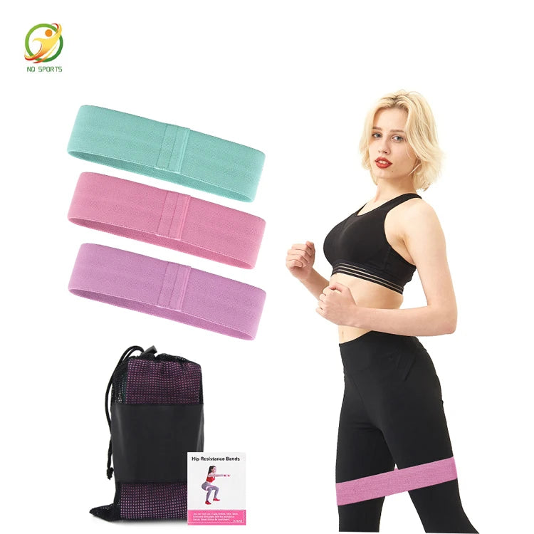 NQ SPORTS Custom Pink Fabric Fitness Yoga Hip Bands Sport Solid Patterned Resistance Glute Bands