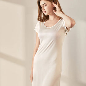 Best Price Simple Design Comfortable Silk Dress Casual Homewear Knitted T-Shirt Dress for Women