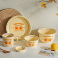 Korean Ins Style Cartoon Dinnerware Cute Cream Color Lettering Ceramic Plate Cartoon Animal Salad Bowl