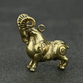 CA036 Brass Zodiac Vintage Keychain Micro-carved Bronze Pendant Little Goat Decoration Crafts