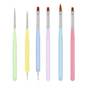 New Nail Art Tool Double Head Macaron Candy Color Wood Angled Liner Gel 6pcs Nail Brush Set