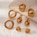 Fashion Creative Personality Exaggerated Twist Geometric Circle Stainless Steel Stud Earrings for Women