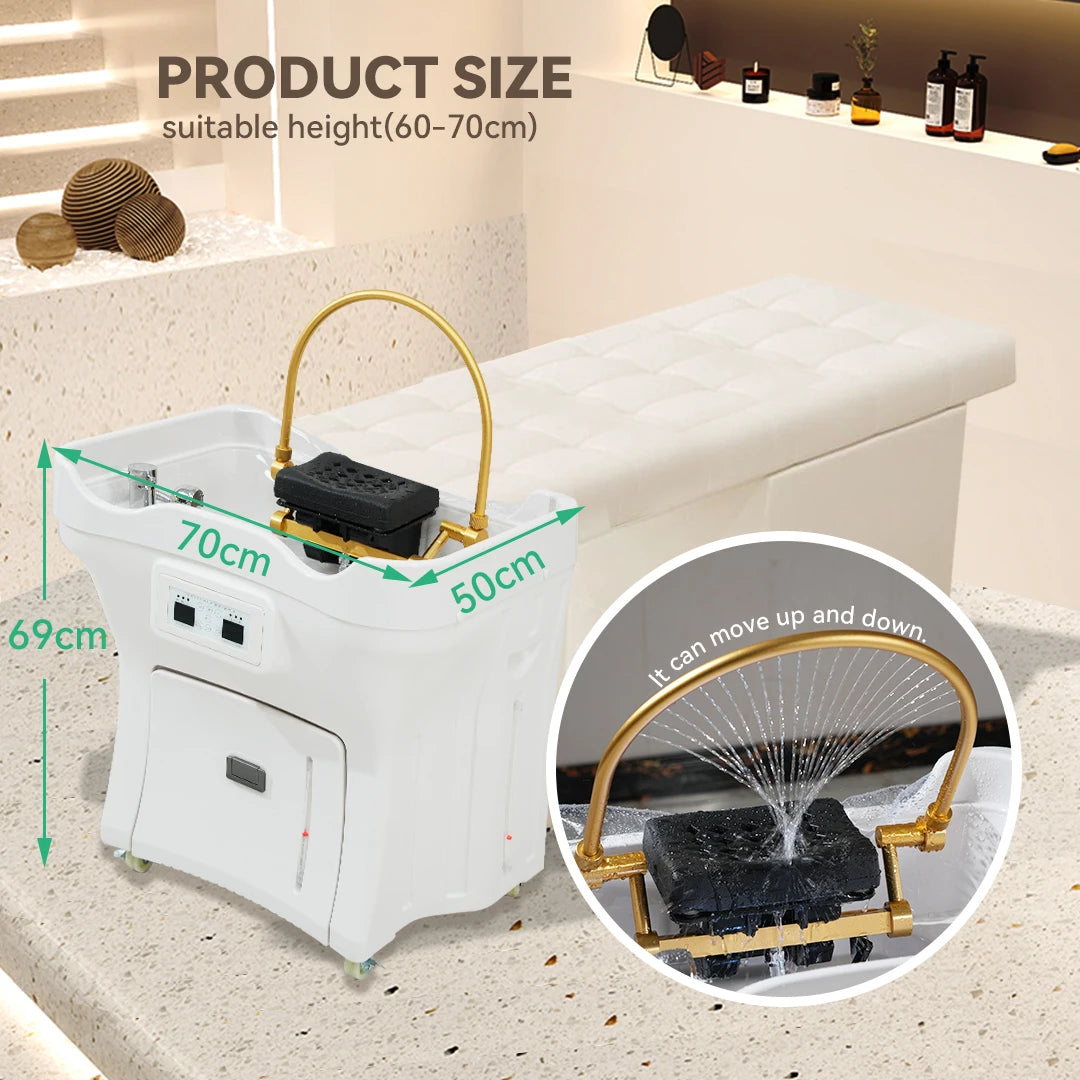 New Original Nozzle Bowl Waterproof Portable Shampoo Massage Bed with Head Spa for Hair Salon Hotel & Hospital Use