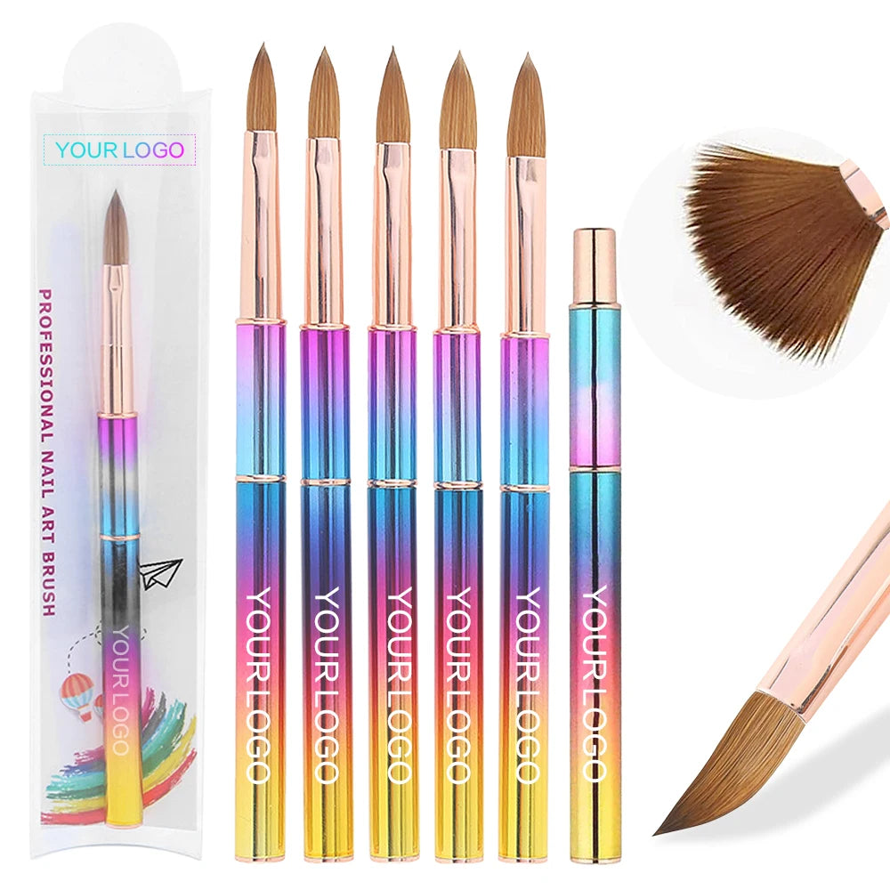 IPHF Metal Handle Thick 100% Kolinsky Sable Hair Acrylic Brush Manufacture Nail Art Brush Set For Acrylic Powder