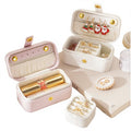 Portable Mini Velvet PU Leather Travel Jewelry Case with Gift Box 9.5x5x5cm for Earrings Ear Chains Lipstick Ring Storage MegaBDM