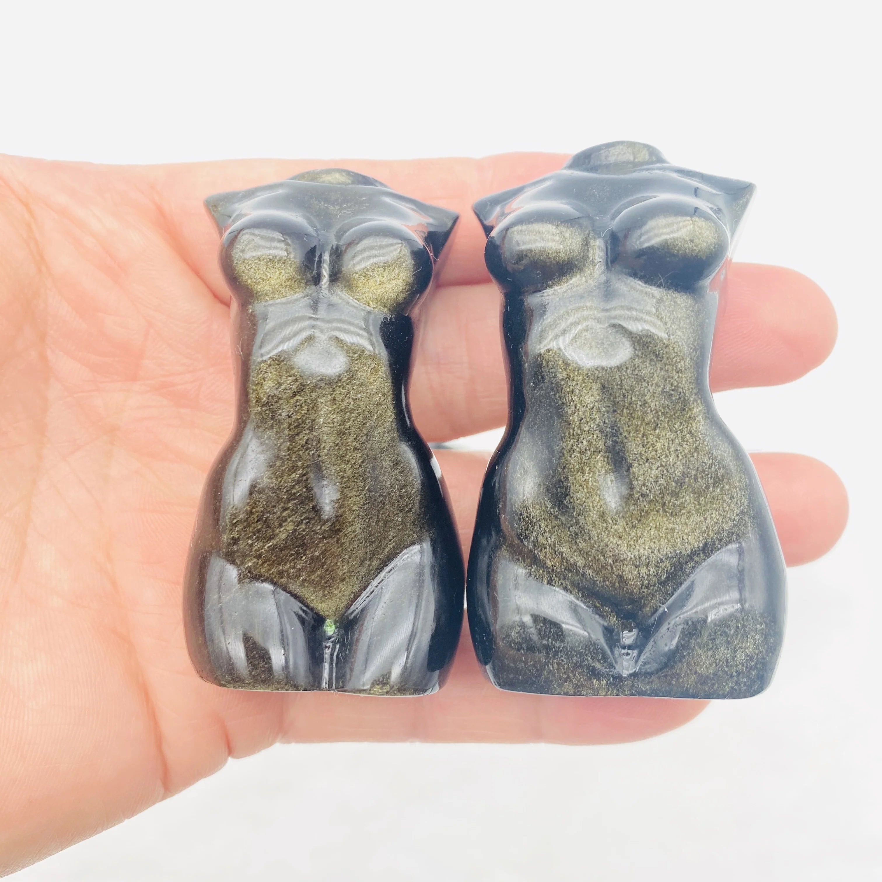 Wholesale Natural crystal woman body crystal carved golden obsidian Model Body