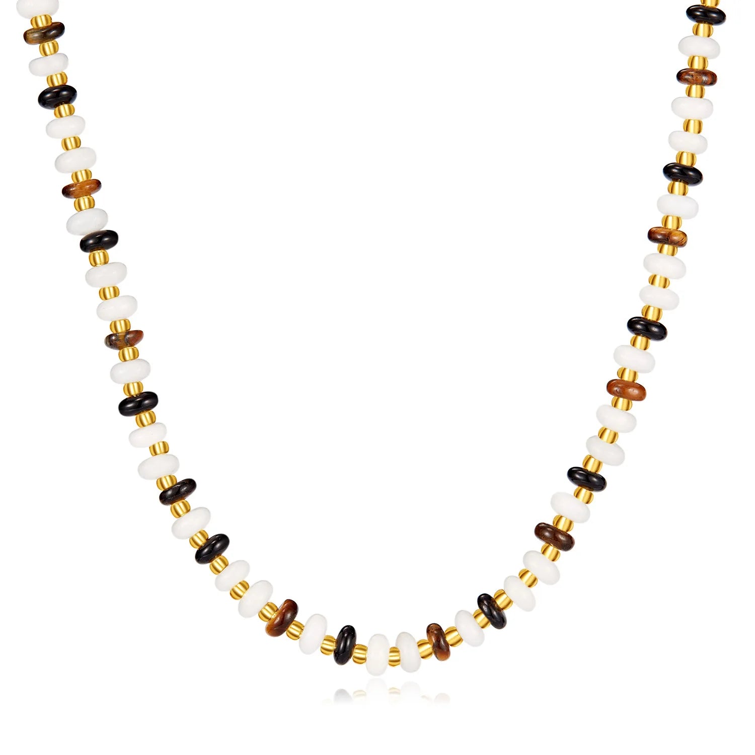 2024 Wholesale Bohemia Style Waterproof Beads Necklace 18K Gold Plated Stainless Steel Jewelry Women Wedding Gift Fast Delivery